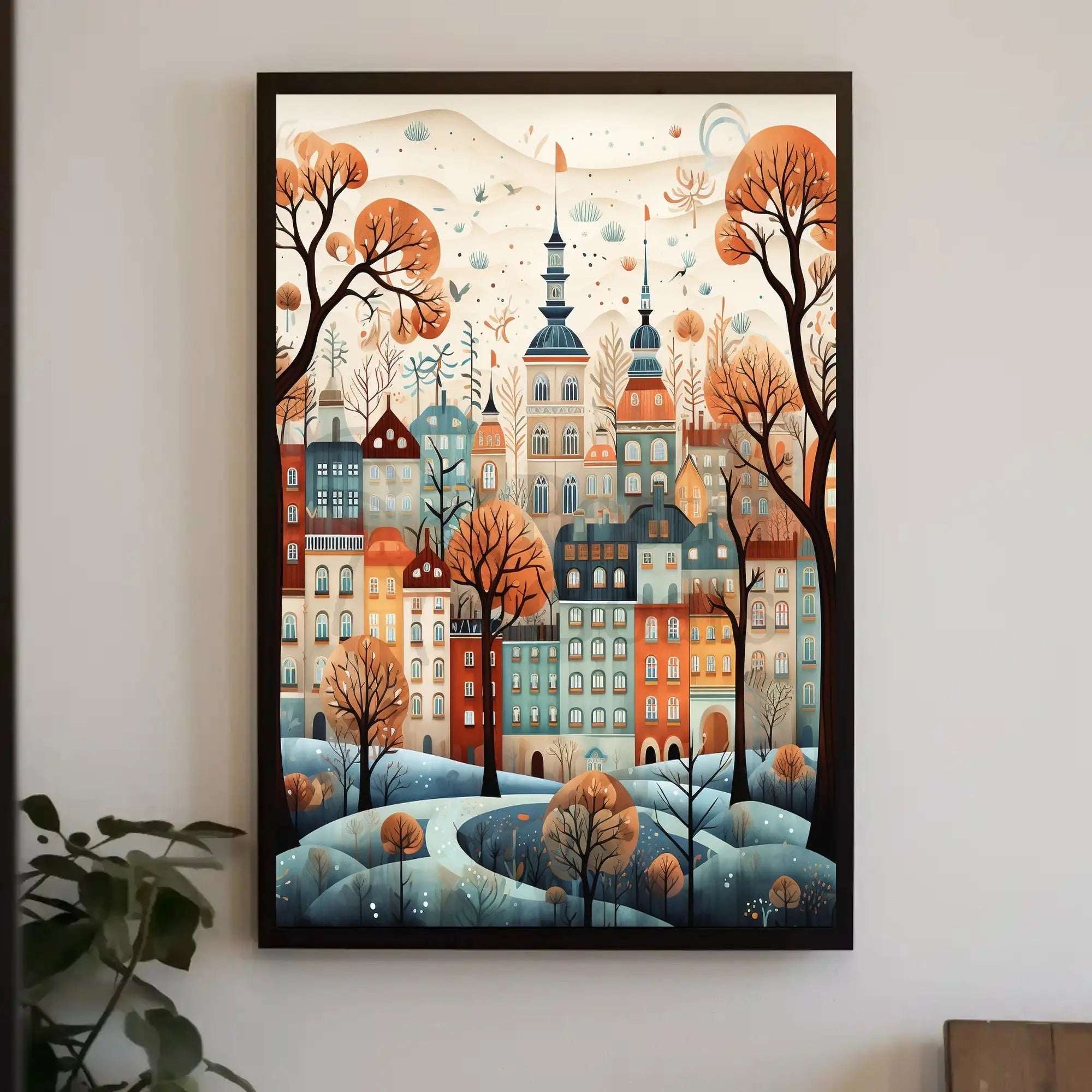Whimsical European Cityscape Fantasy Poster PosterGoat