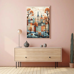 Whimsical European Cityscape Fantasy Poster PosterGoat