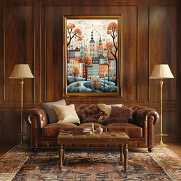 Whimsical European Cityscape Fantasy Poster PosterGoat