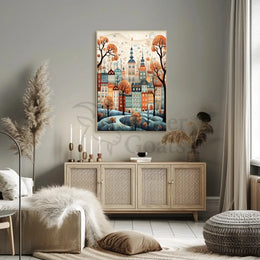Whimsical European Cityscape Fantasy Poster PosterGoat