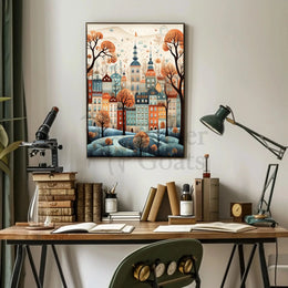Whimsical European Cityscape Fantasy Poster PosterGoat