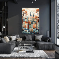 Whimsical European Cityscape Fantasy Poster PosterGoat