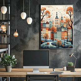 Whimsical European Cityscape Fantasy Poster PosterGoat