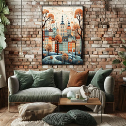 Whimsical European Cityscape Fantasy Poster PosterGoat