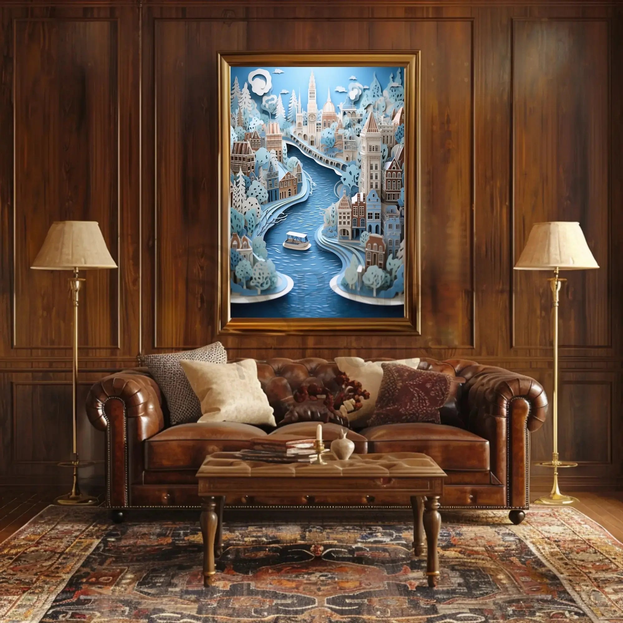 Whimsical European Cityscape Travel Poster PosterGoat