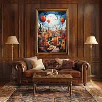 Whimsical Fantasy Escape: Vibrant Cityscape Futuristic Sci-Fi Poster PosterGoat