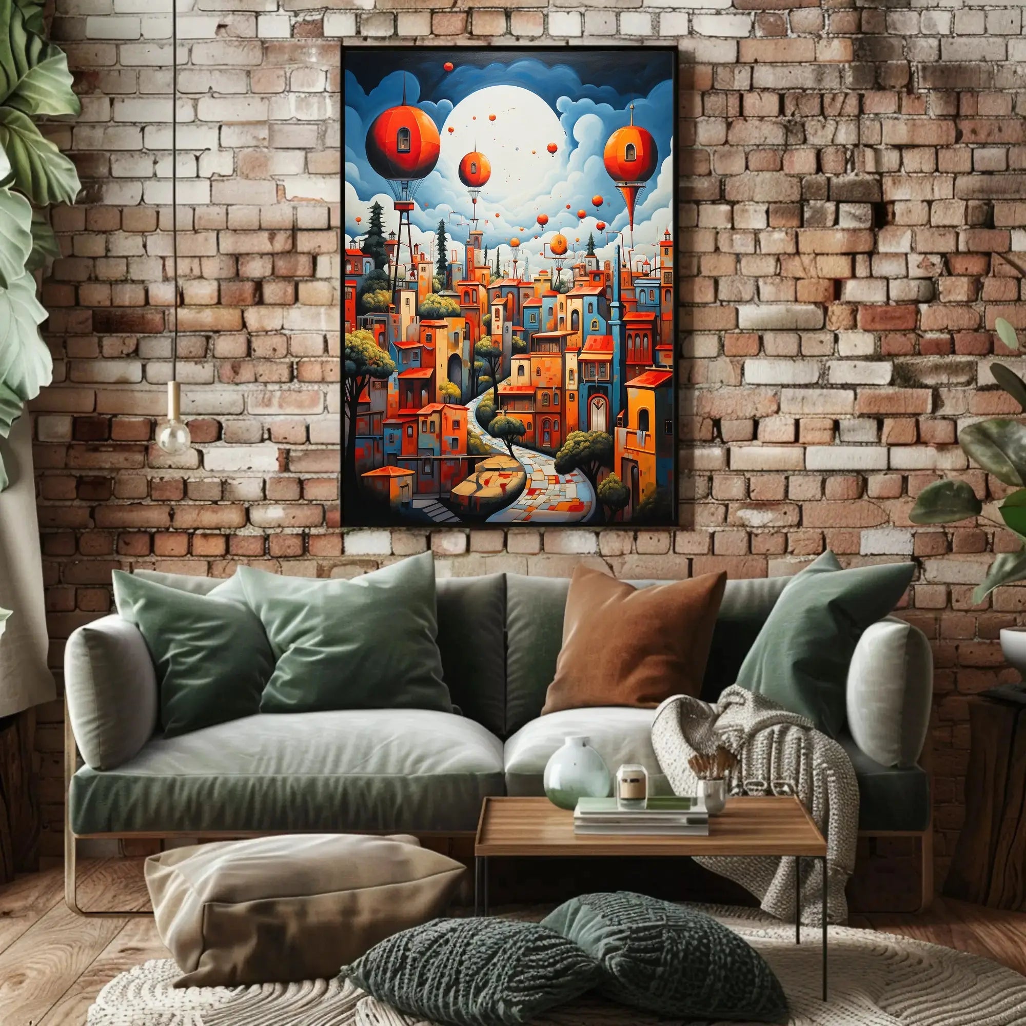 Whimsical Fantasy Escape: Vibrant Cityscape Futuristic Sci-Fi Poster PosterGoat