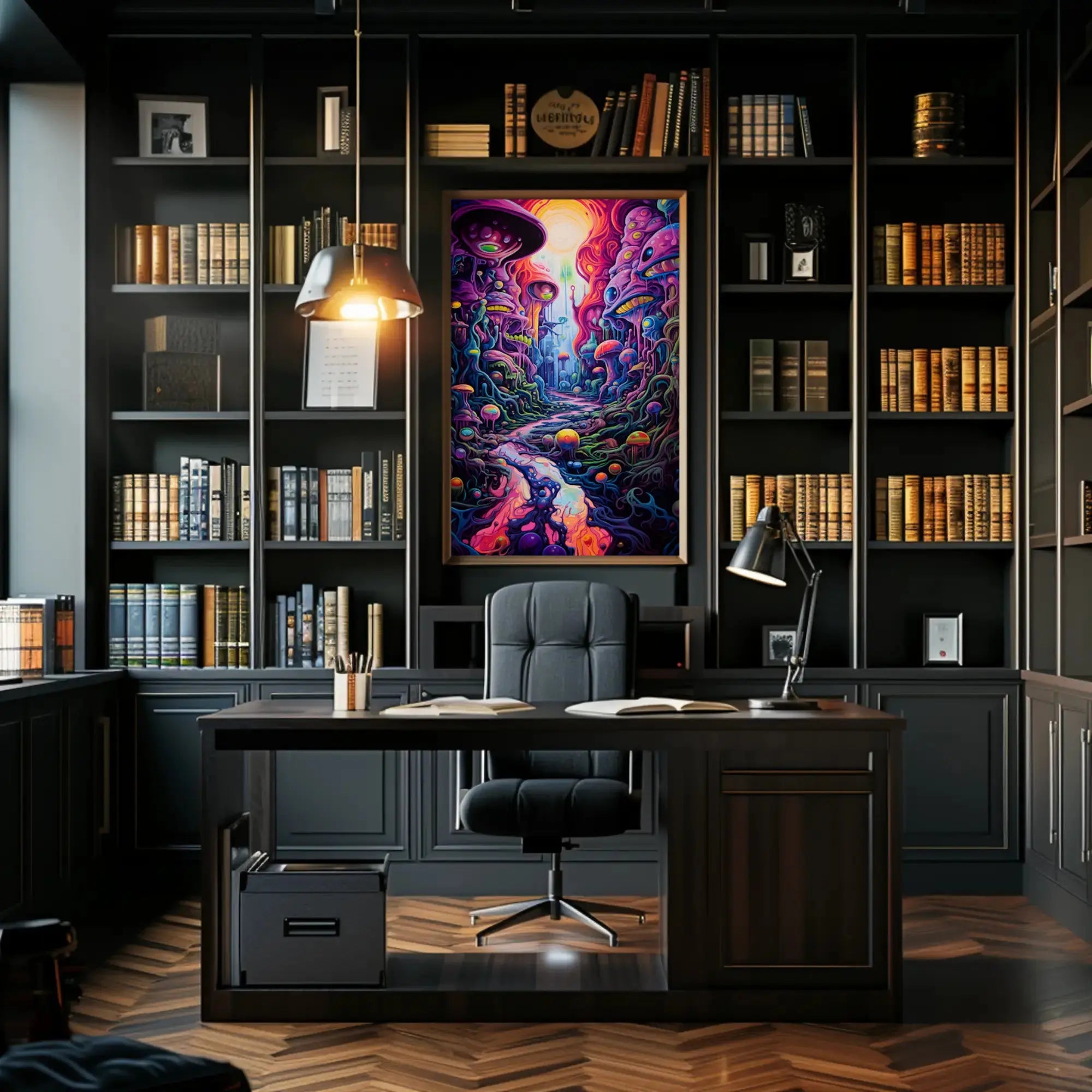 Whimsical Fantasy Landscape with Psychedelic Vibes Artistic Poster PosterGoat