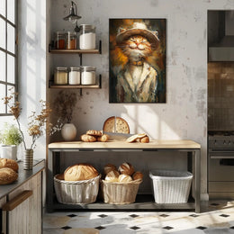 Whimsical Fashion Feline Abstract Artistic Poster PosterGoat