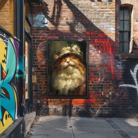 Whimsical Fluffy Cat with Floral Hat Animal Poster PosterGoat