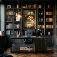 Whimsical Fluffy Cat with Floral Hat Animal Poster PosterGoat