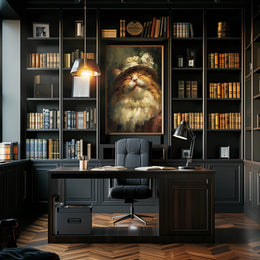 Whimsical Fluffy Cat with Floral Hat Animal Poster PosterGoat