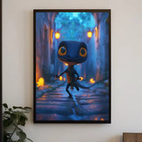 Whimsical Gecko Adventure in Fantasy Village Animal Poster PosterGoat