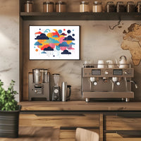 Whimsical Multicolored Clouds Abstract Artistic Poster PosterGoat