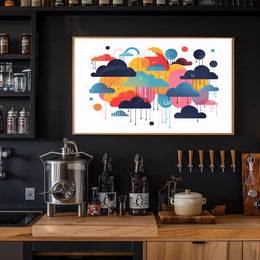 Whimsical Multicolored Clouds Abstract Artistic Poster PosterGoat