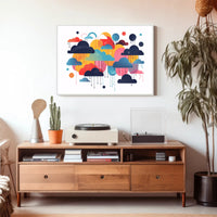Whimsical Multicolored Clouds Abstract Artistic Poster PosterGoat