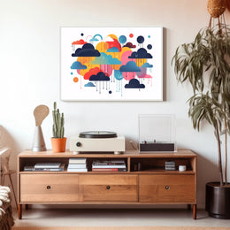 Whimsical Multicolored Clouds Abstract Artistic Poster PosterGoat