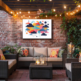 Whimsical Multicolored Clouds Abstract Artistic Poster PosterGoat