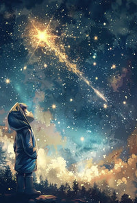 Whimsical Night Sky Adventure Artistic Poster PosterGoat