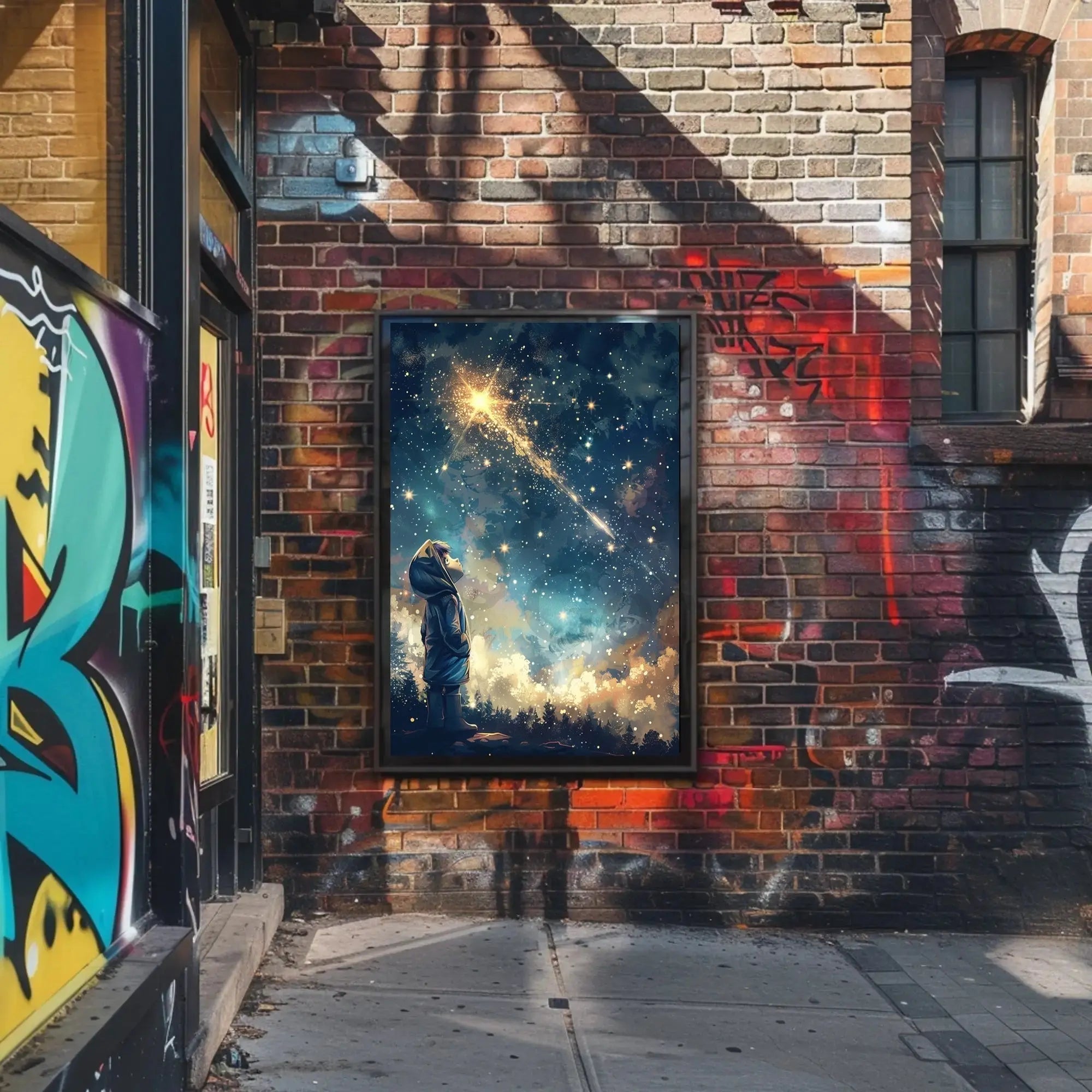 Whimsical Night Sky Adventure Artistic Poster PosterGoat