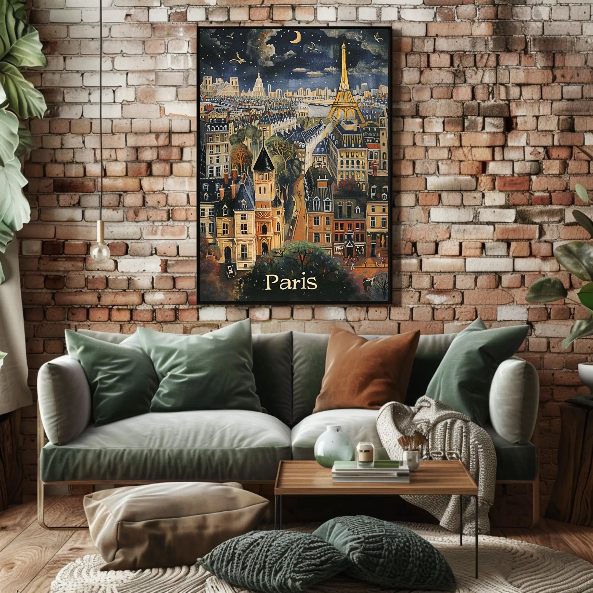 Whimsical Paris Nightscape: Enchanting Travel Poster PosterGoat