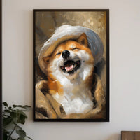 Whimsical Shiba Inu Dog in Hat Art Poster PosterGoat
