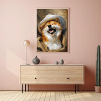Whimsical Shiba Inu Dog in Hat Art Poster PosterGoat