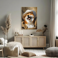 Whimsical Shiba Inu Dog in Hat Art Poster PosterGoat