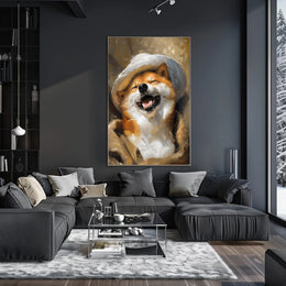 Whimsical Shiba Inu Dog in Hat Art Poster PosterGoat