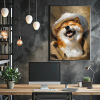 Whimsical Shiba Inu Dog in Hat Art Poster PosterGoat