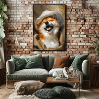 Whimsical Shiba Inu Dog in Hat Art Poster PosterGoat