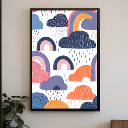 Whimsical Sky Scene Colorful Clouds Abstract Artistic Poster PosterGoat