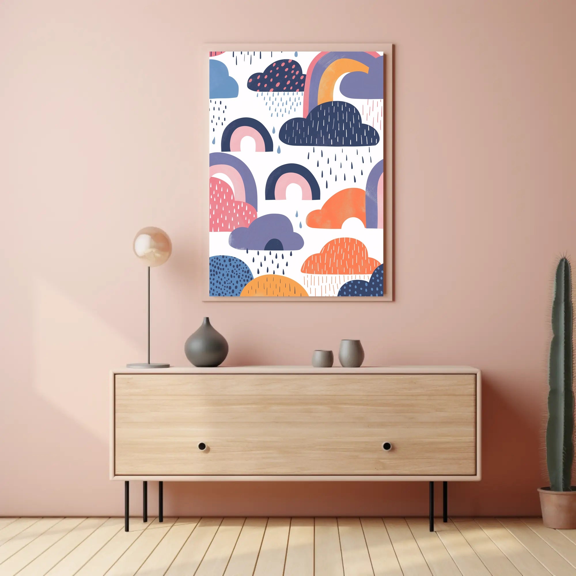 Whimsical Sky Scene Colorful Clouds Abstract Artistic Poster PosterGoat