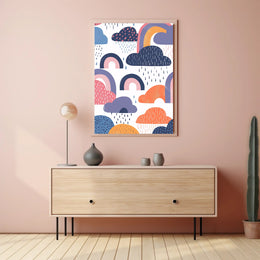 Whimsical Sky Scene Colorful Clouds Abstract Artistic Poster PosterGoat