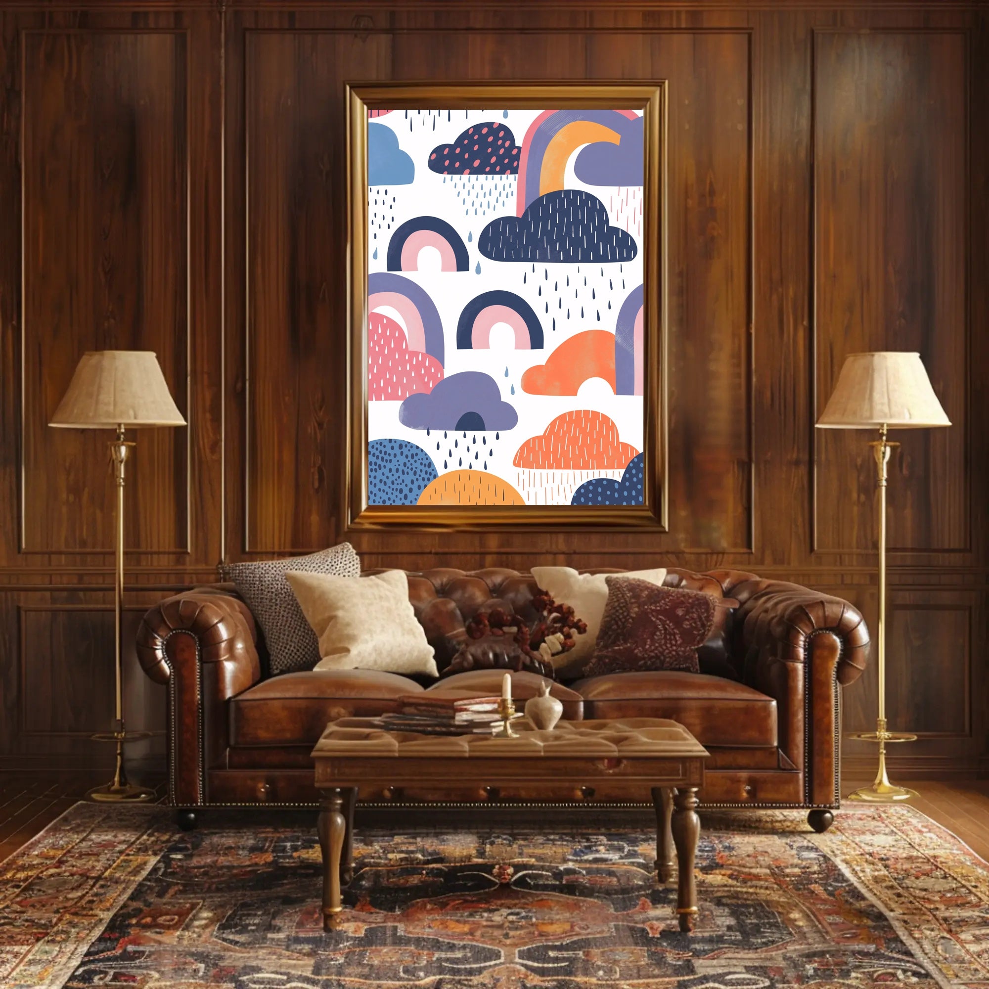 Whimsical Sky Scene Colorful Clouds Abstract Artistic Poster PosterGoat