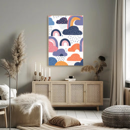 Whimsical Sky Scene Colorful Clouds Abstract Artistic Poster PosterGoat