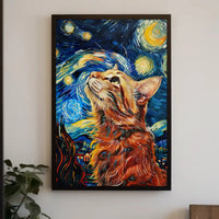 Whimsical Tabby in Starry Night Artistic Animal Poster PosterGoat