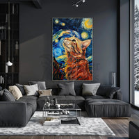 Whimsical Tabby in Starry Night Artistic Animal Poster PosterGoat