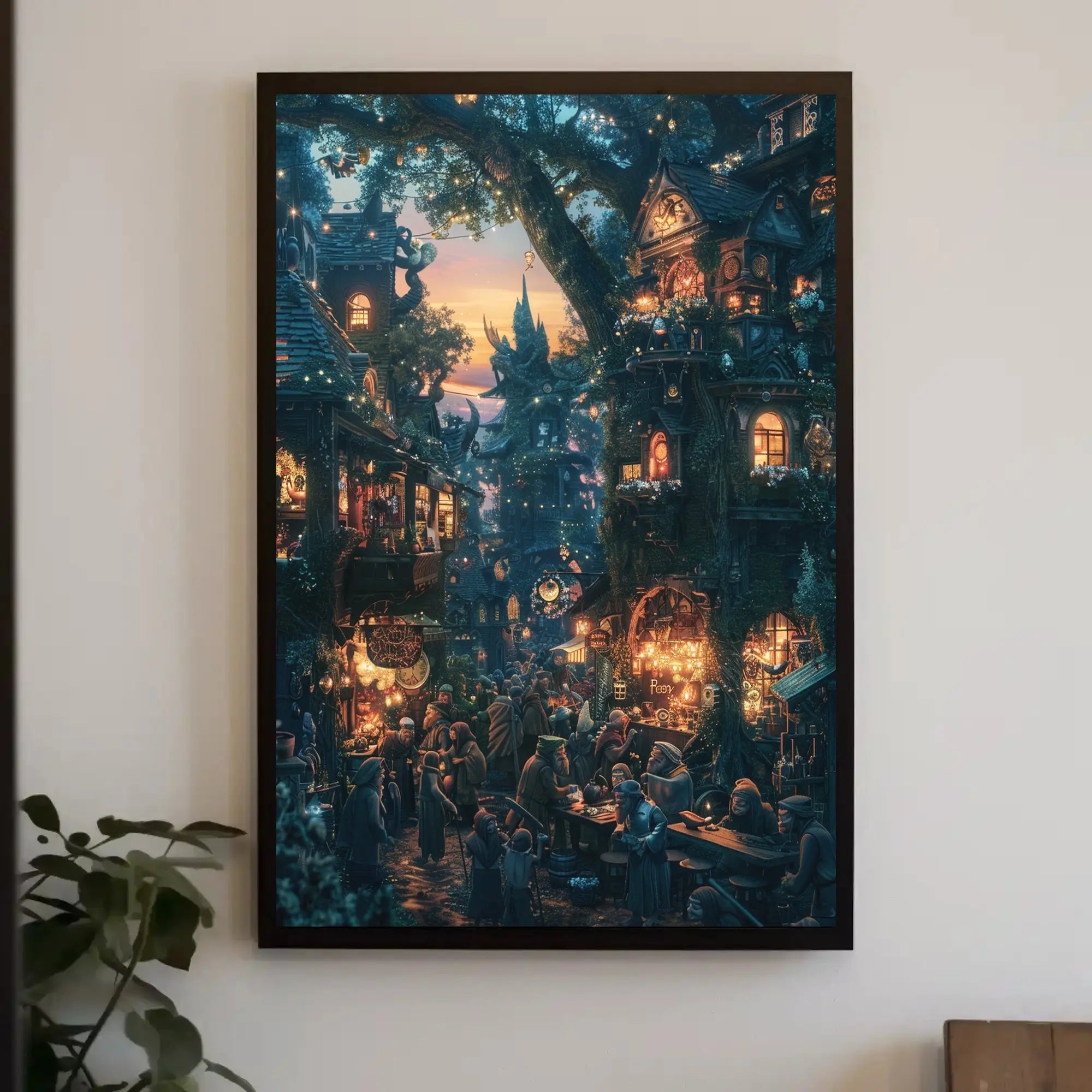 Whimsical Village Fantasy: Artistic, Pop Culture Poster PosterGoat