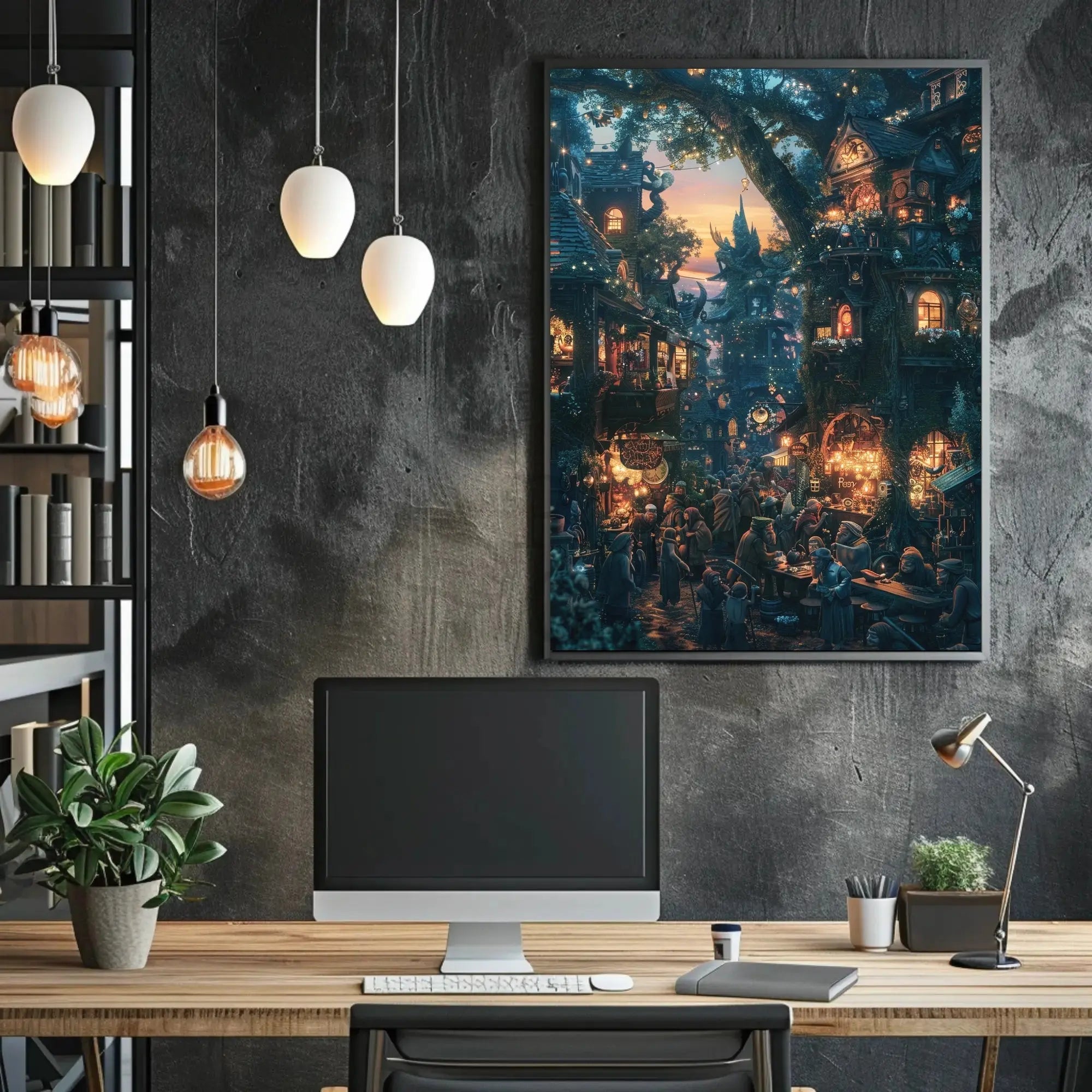 Whimsical Village Fantasy: Artistic, Pop Culture Poster PosterGoat