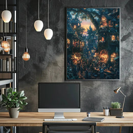 Whimsical Village Fantasy: Artistic, Pop Culture Poster PosterGoat