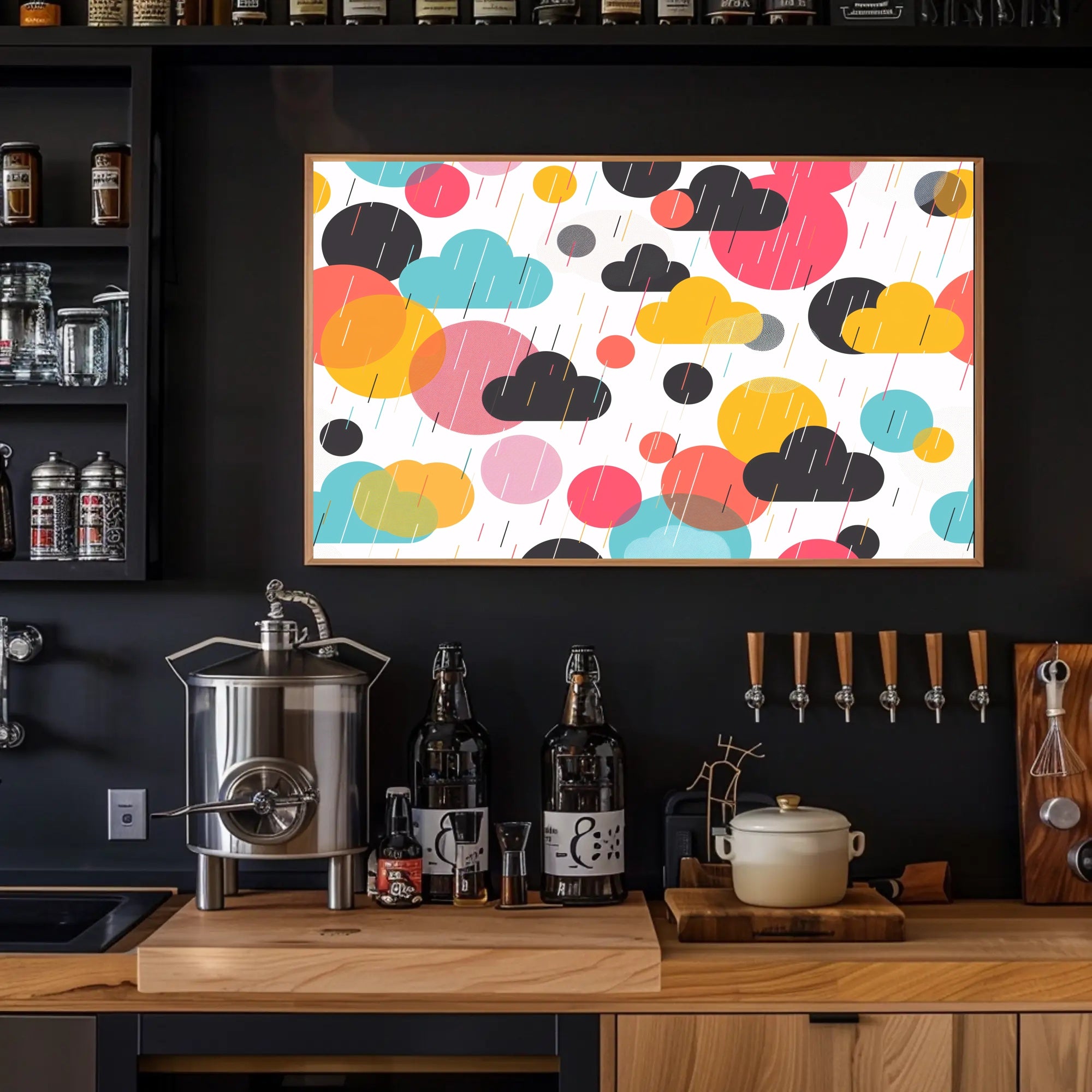 Whimsical Weather Abstract Art: Playful and Vibrant Poster PosterGoat