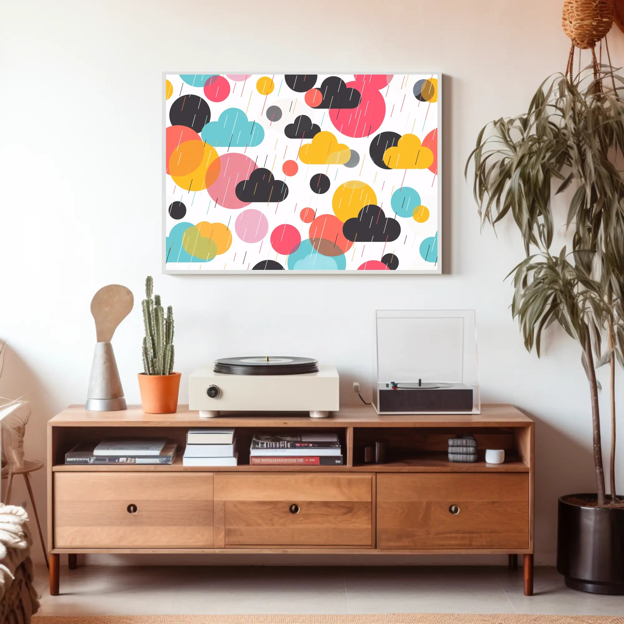 Whimsical Weather Abstract Art: Playful and Vibrant Poster PosterGoat