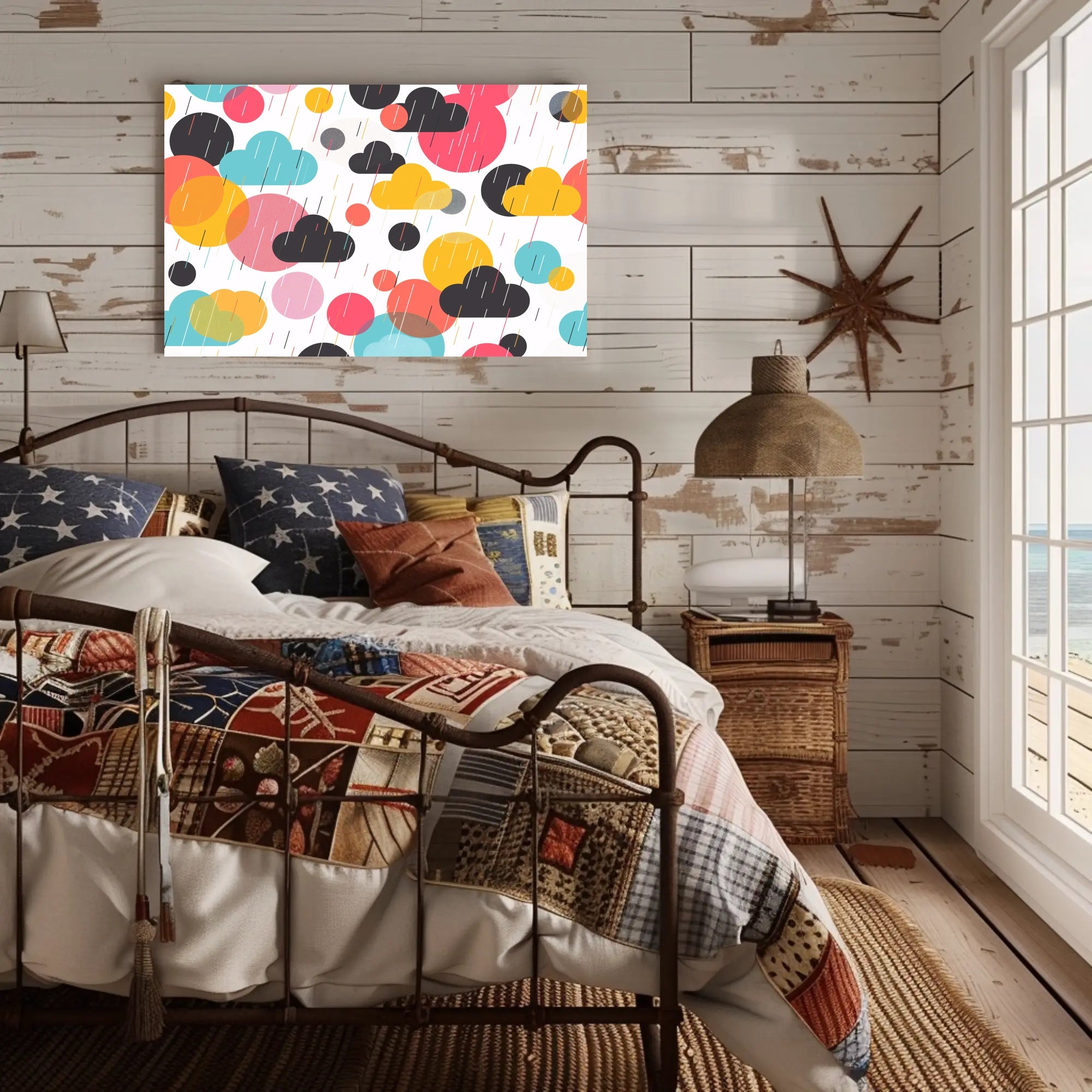 Whimsical Weather Abstract Art: Playful and Vibrant Poster PosterGoat