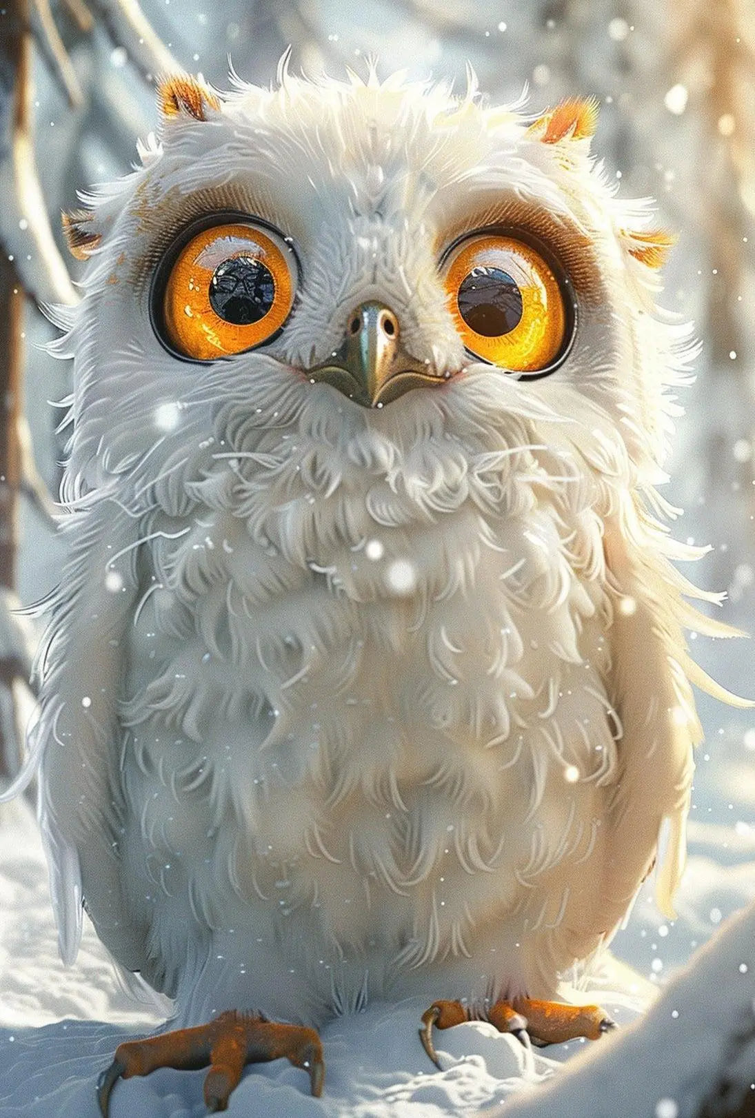 Whimsical Winter Owl Art Print Animal Poster PosterGoat