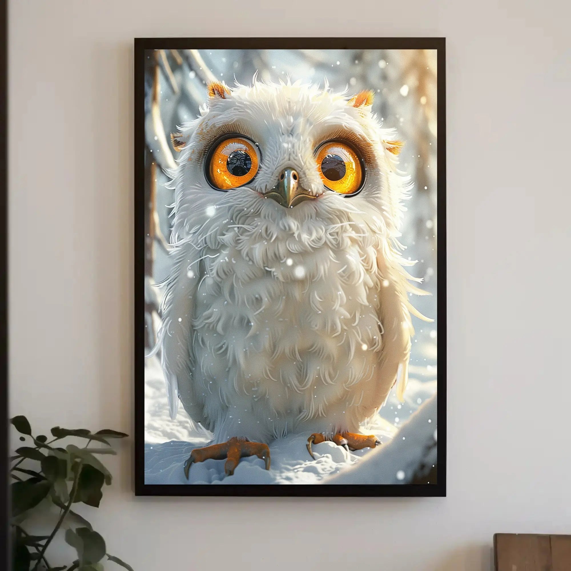 Whimsical Winter Owl Art Print Animal Poster PosterGoat