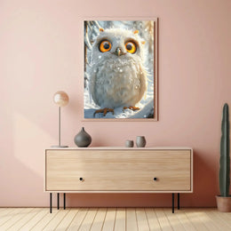 Whimsical Winter Owl Art Print Animal Poster PosterGoat