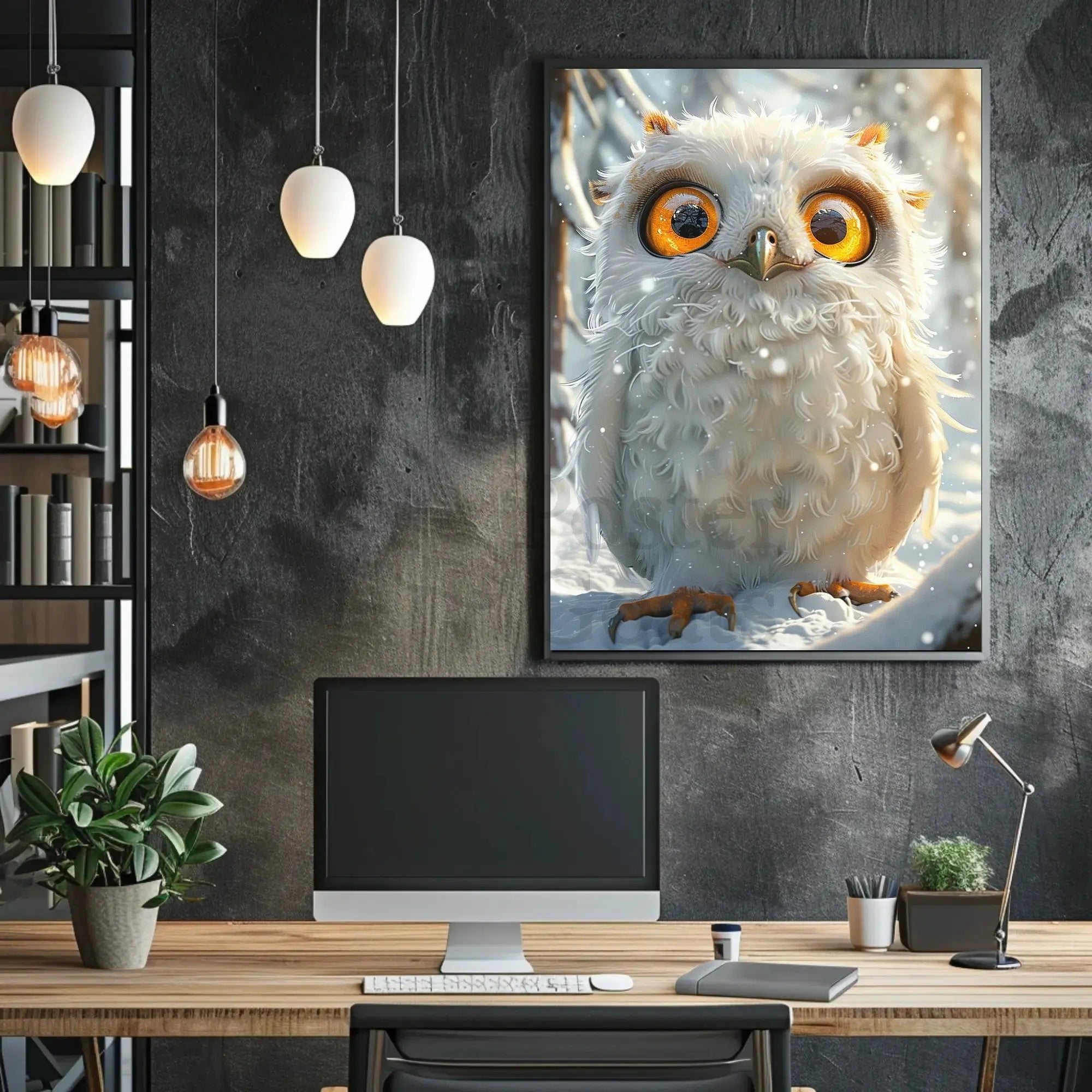 Whimsical Winter Owl Art Print Animal Poster PosterGoat