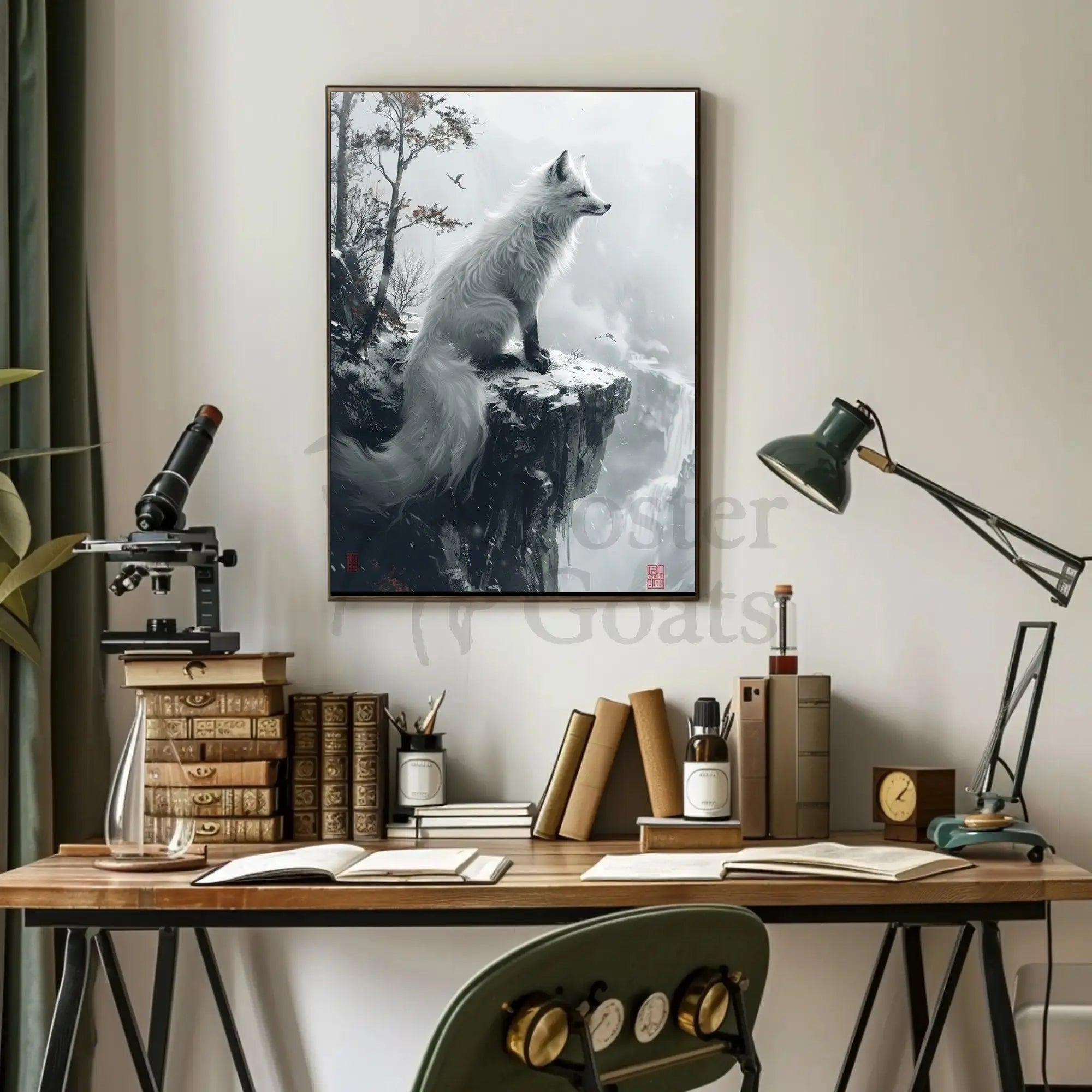 White Fox Elegance: Mystical Animal Poster PosterGoat