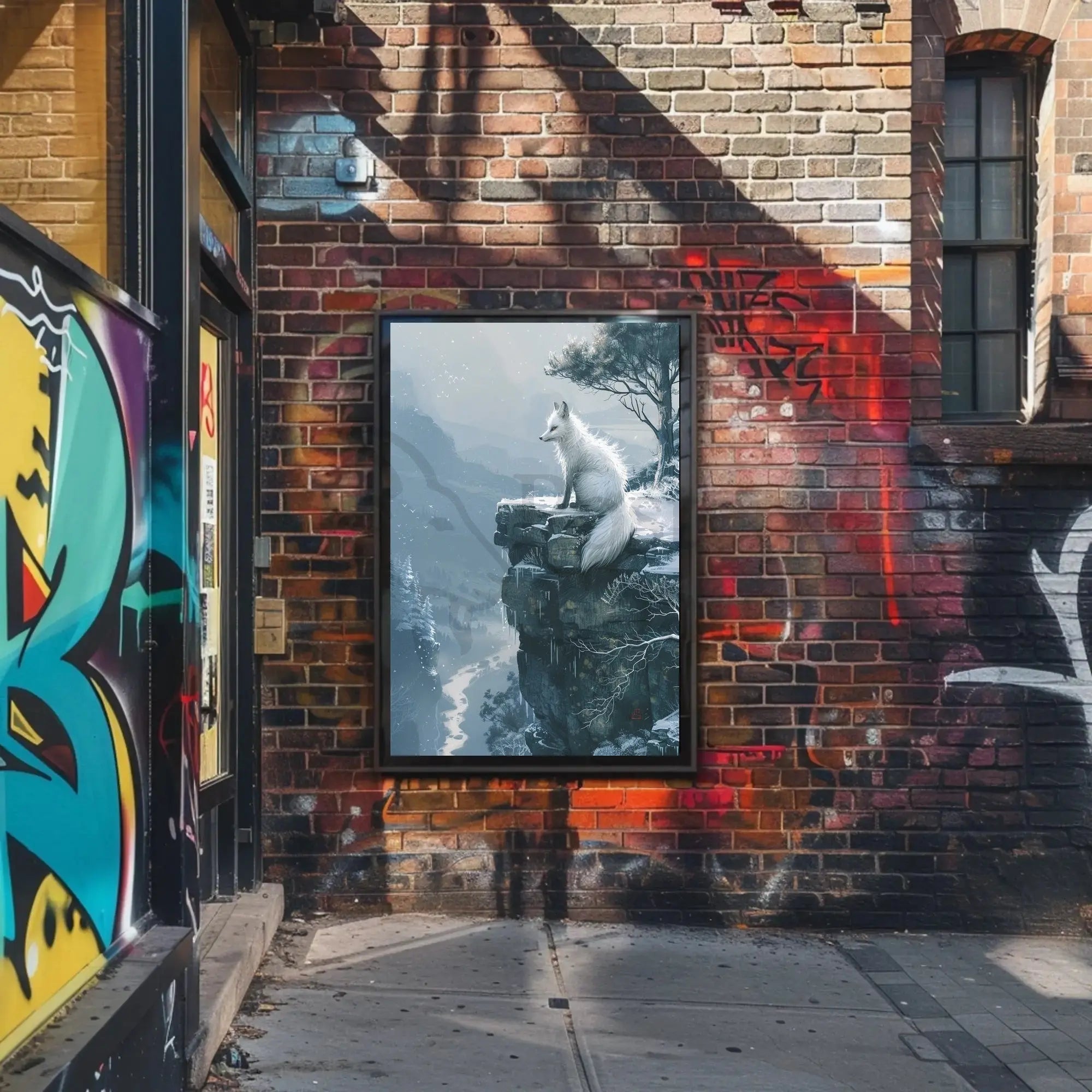 White Fox Winter Serenity Japanese Art Animal Poster PosterGoat